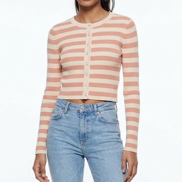 Zara Sweaters - Zara Ribbed Stripe Cardigan